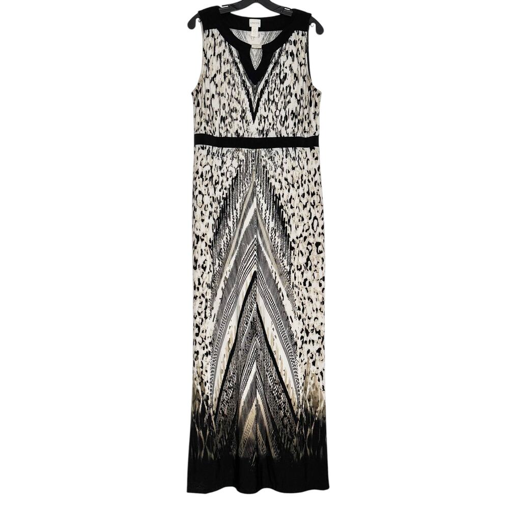 Chicos Dress Maxi Leopard Boho Empire Waist Vacation Festival Neutral 2 Large 12